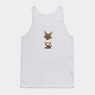 Cute Nerdy Kangaroo Wearing Glasses Tank Top